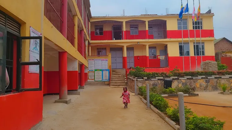 The red and cream school buildings
